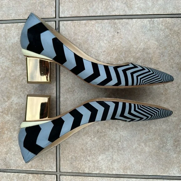 NICHOLAS KIRKWOOD  ZIGZAG PRINT LEATHER PUMPS - Picture 11 of 15